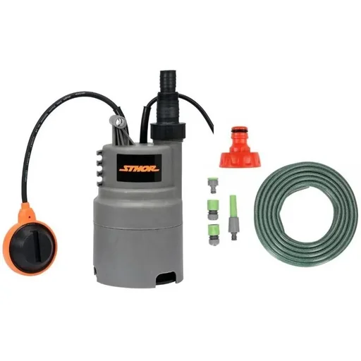"Tauchpumpe - 400W - 6000l/h MIT 15-Meter-Gartenschlauch inklusive Sprinkler und Armaturen UND YATO 1" Wasserhahn image"