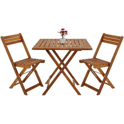 3-teiliges Akazienholz-Balkonset mit zwei Stühlen und Tisch