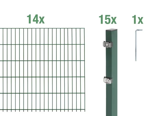 "Doppelstabmattenzaun Komplettset, grün, Höhe 120 cm, Länge 28 m image"