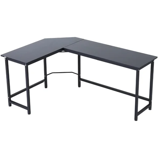 "Computertisch Schreibtisch Computerecktisch höhenverstellbar Metall Schwarz 168 x 120 x 75 cm image"