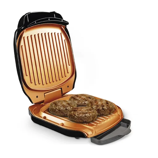 "Kontaktgrill / Tischgrill „Low Fat Grill“ , Kupferfarben/ Schwarz, 900 Watt image"