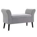 Sitzbank Polsterbank mit Stauraum Polyester Gummiholz Hellgrau 111,5 x 41 x 65 cm