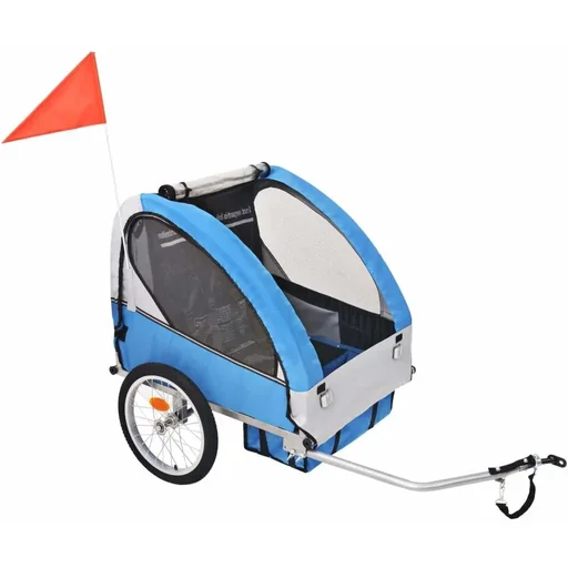 "Kinderfahrradanhänger 30 kg grau und blau image"