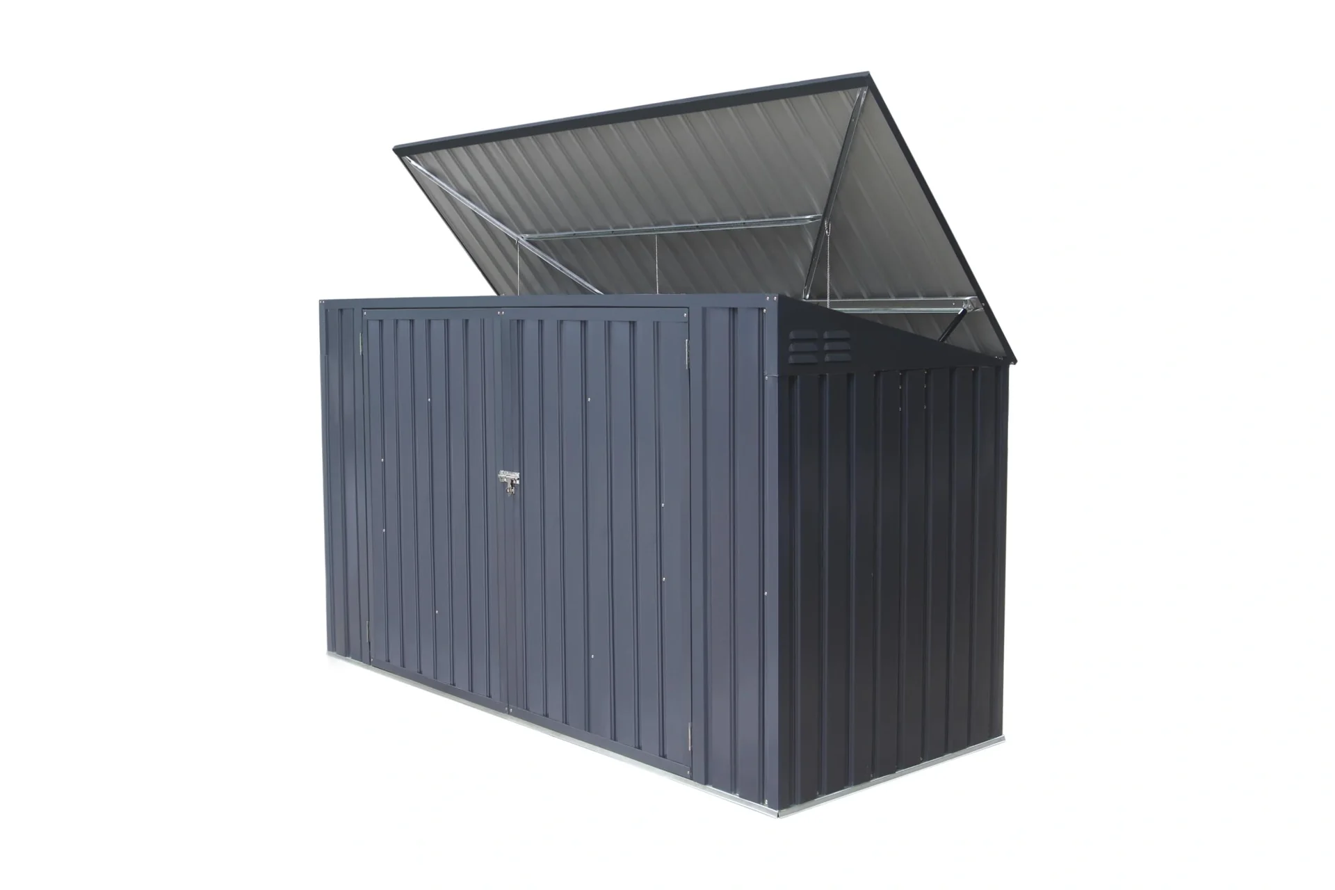 Mülltonnenbox 73, 235,5×100×131 cm, Dunkelgrau – Stahl für 3x 240 L mit Pultdach