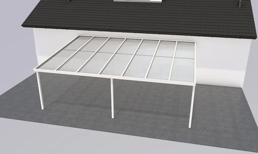 "Terrassendach Premium, weiß, 7120 x 5060 mm - Polycarbonat Stegplatten 16 mm, bronze image"