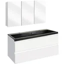 Concept Badezimmermöbel met Spiegelschrank 100cm - Weiss/schwartz