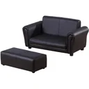 Kindersofa mit Hocker Sofa Sessel Kinder Kindersessel PVC schwarz