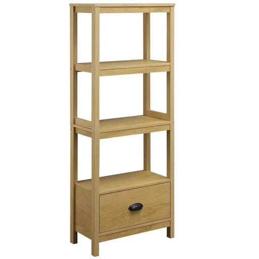 "Strandregal Bücherregal 3-stufiges mit Schublade Büroregal Lagerregal Aktenregal Küchenregal MDF Eiche 60 x 30 x 150 cm image"
