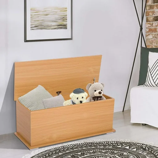 "Truhe Aufbewahrungsbox Holzkiste mit klappbarem Deckel Buche image"