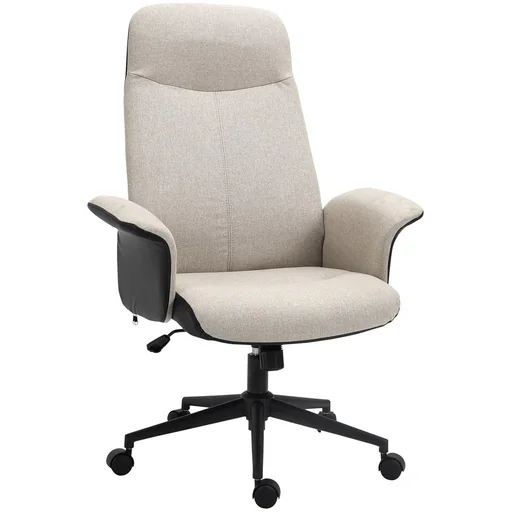 "Bürostuhl Ergonomischer Drehstuhl mit Wippenfunktion Armlehne höhenverstellbar Kunstleder Beige 72 x 63 x 111-119 cm image"