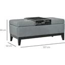Sitzbank mit Stauraum Polsterbank Sitzhocker Sitztruhe belastbar bis 120 kg mit Tablett abnehmbar Polyester Schaumstoff