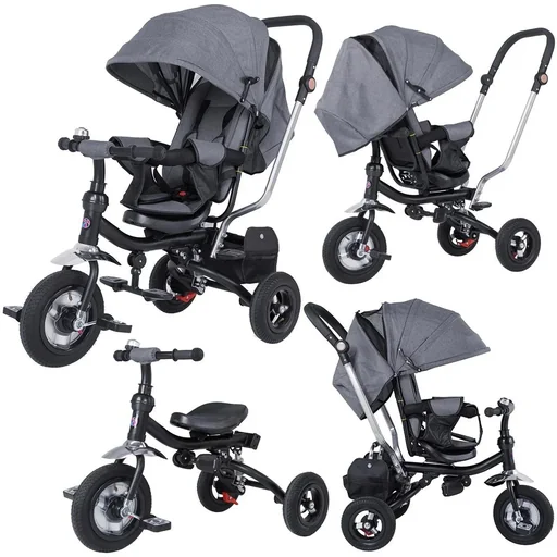 "Kinder Multifunktions-Babytrage + 3 in 1 Fahrrad - Trike - Grau image"