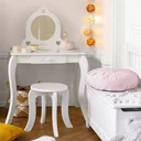 Schminktisch mit Hocker für Kinder - 71,5 x 50,5 x 91 cm - Weiß