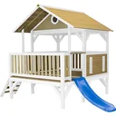 Meeko Spielhaus Braun/Weiß - Blaue Rutsche