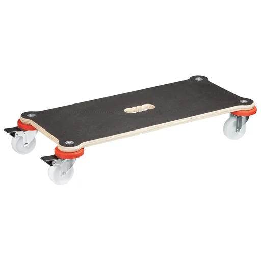 "Transporthilfe MM 1365, 71 x 31 x 12,5 cm, harte Rollen Ø 75 mm, Gleitlager, 2 Bremsen, Platte FSC®, Tragkraft 200 kg image"