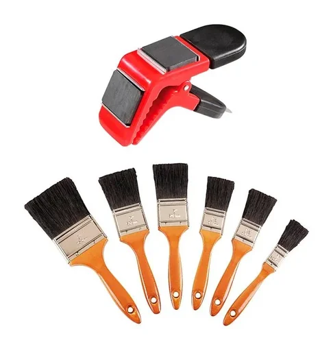 "Flachpinsel Set 6-teilig Chinaborsten mit magnetischem Pinselhalter image"