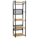 Garderobeständer Mantelgestell Kleiderständer Kleidung Hüte Taschen Schuhe Multifunktion Schwarz+Natur 60 x 40 x 190 cm