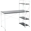 Schreibtisch Computertisch Arbeitstisch Bürotisch mit Regal Weiß+Schwarz 120x64x121cm