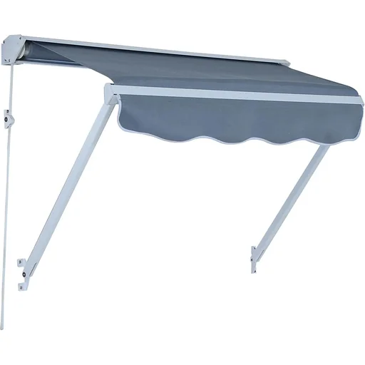 "Markise 122cm x 70cm Balkonmarkise Faltarm Seilzug grau image"