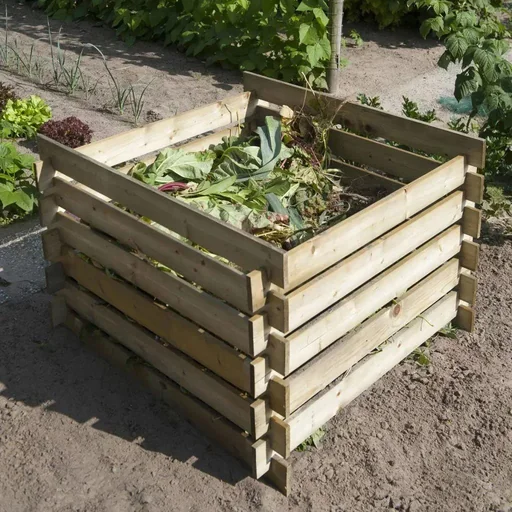 "Natur Kompostbehälter 650 L Holz 6070480 image"