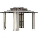 Gartenpavillon - Polycarbonat - Braun/Grau - 3,65 x 3 x 2,75 m