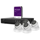 ip-überwachungskamera-set - 4-kanal-netzwerk-videorekorder - 4 x weisse ip-dome-kamera - festplatte 2 tb - kabel