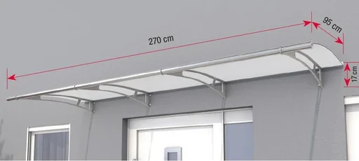"Pultvordach L 270, 270 x 95 x 17 cm, Edelstahl, 4mm klar image"