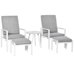 5-teiliges Gartenmöbel Set mit Rückenkissen Sitzkissen Balkonmöbel mit 3-stufig 