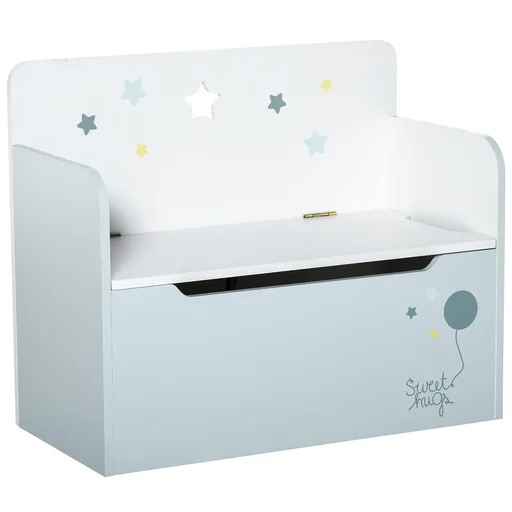 "Kindersitzbank mit Stauraum 2-in-1 Truhenbank Spielzeugkiste Aufbewahrungstruhe 3-8 Jahre Kindermöbel Hellblau 60 x 30 x image"