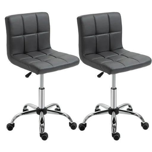 "2er-Set Arbeitshocker mit Rückenlehne Rollhocker aus Kunstleder Drehhocker mit Lehne Kosmetikhocker 80-95 cm höhenverste image"