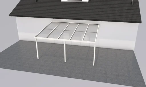"Terrassendach Premium, weiß, 5100 x 4060 mm - Polycarbonat Stegplatten 16 mm, opal image"