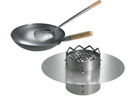 "WOK N BBQ Komplettpaket - für Kugelgrill (57cm) inkl. Stahlwok, Ablagering und Woklöffel image"