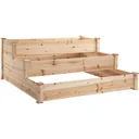 Hochbeet 3-stufige Gartenbeet Pflanzenbeet Kräuterbeet Blumentreppe für Balkon Garten Natur Tannenholz 124 x 124 x 56 c