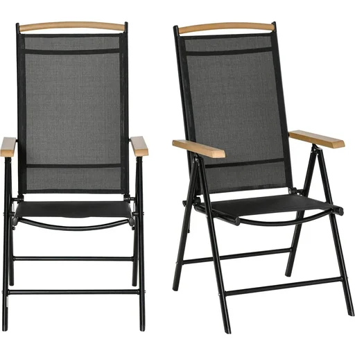 "Gartenstuhl-Set 2-teilig schwarzes Netz 71,5 cm × 68 cm × 109 cm image"
