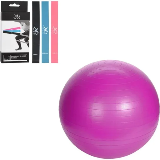 "3er Set Widerstandsbänder - Latex + Yogaball - Inklusive Pumpe - 65 cm - Pink image"