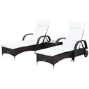 Sonnenliege Tisch 3er Set Gartenmöbel Polyrattan Braun