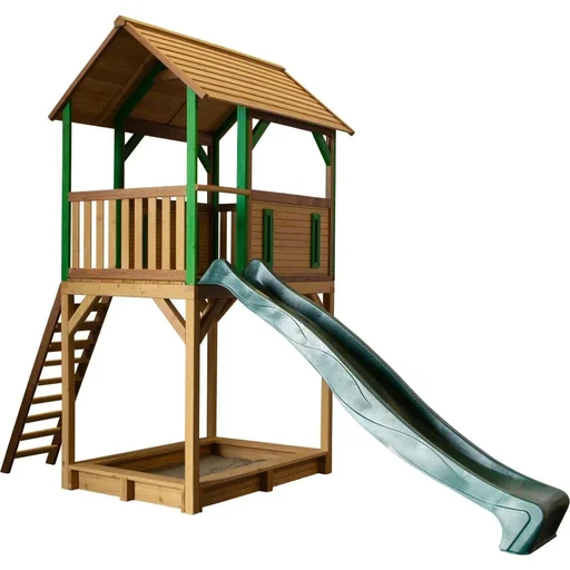"Dory Spielturm Braun/Grün - Grüne Rutsche image"