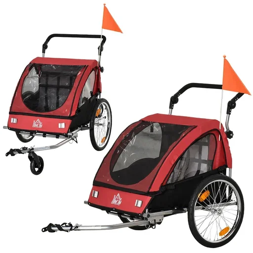 "2 in 1 Kinderanhänger bunte Farben Kinderwagen Fahrradanhänger image"