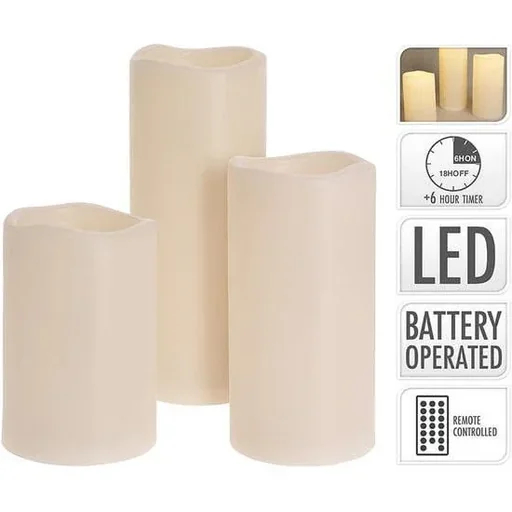 "3er Set Led-Kerzen für den Außenbereich inkl. Fernbedienung und Timer image"