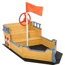 Holzspielboot für Kinder mit Sandkasten naur, blau