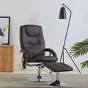 Massagesitz verstellbar mit Fußhocker Kunstleder braun