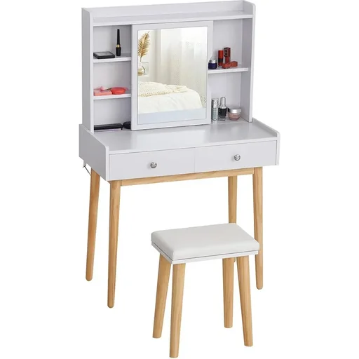 "Schminktisch mit Hocker weiß image"