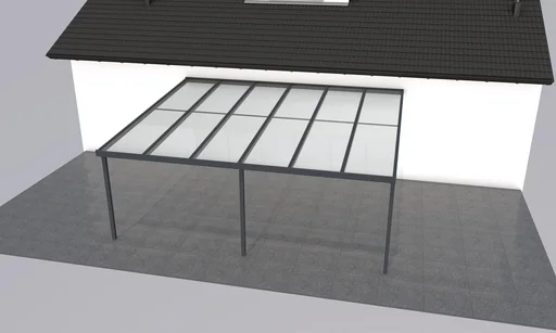 "Terrassendach Premium, anthrazit, 6110 x 5060 mm - Acryl Stegplatten 16mm, klar image"