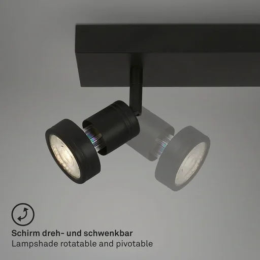 "LED Spotleuchte 2-flammig, schwarz, 2 x GU10 Fassung, inklusive 2 x LED Leuchtmittel, 4,9 Watt, 460 lm, 3000 K image"