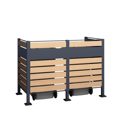 "Westmann Mülltonnenverkleidung Planum 2er 120 cm holzoptik (2× 240 L) image"