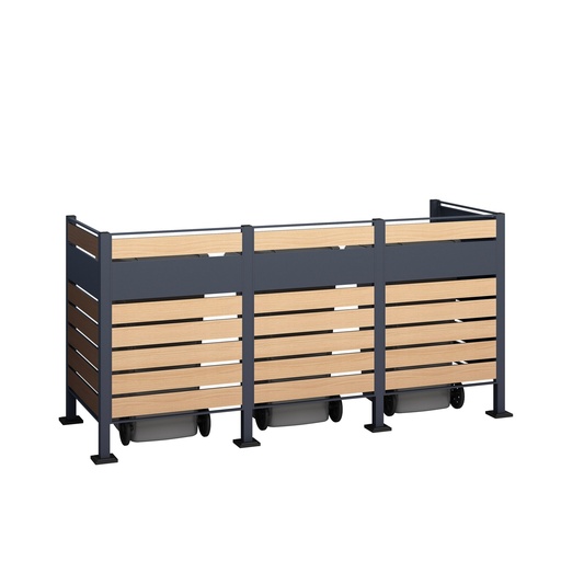 "Westmann Mülltonnenverkleidung Planum 3er 120 cm holzoptik (3× 240 L) image"