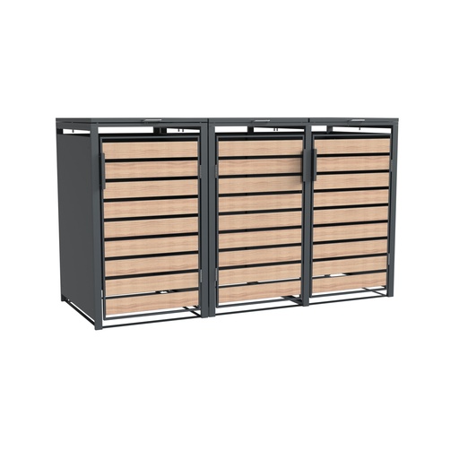 "Westmann Mülltonnenbox Lacina 3er holzoptik (3× 240 L) image"