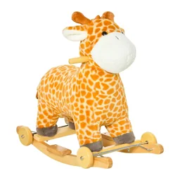 2-IN-1 Schaukelpferd mit Räder Plüsch Schaukeltier Babyschaukel Spielzeug für 36
