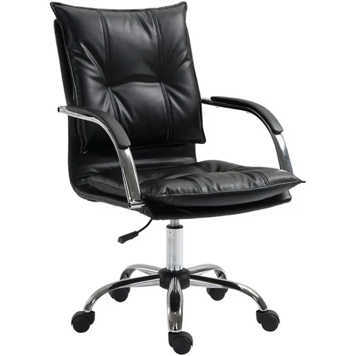 "Bürostuhl Drehstuhl höhenverstellbar rollbar ergonomisch PU schwarz 64 x 57 x (91 101) cm image"