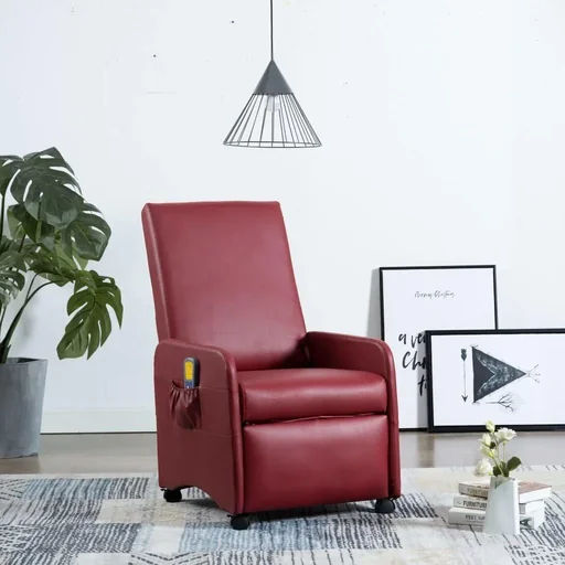 "Massagesessel verstellbar Kunstleder weinrot image"